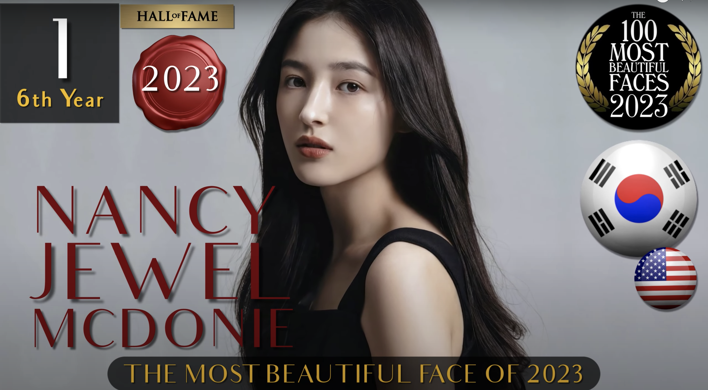 2023最美臉蛋由MOMOLAND成員Nancy摘下。（翻攝自TC Candler YouTube）