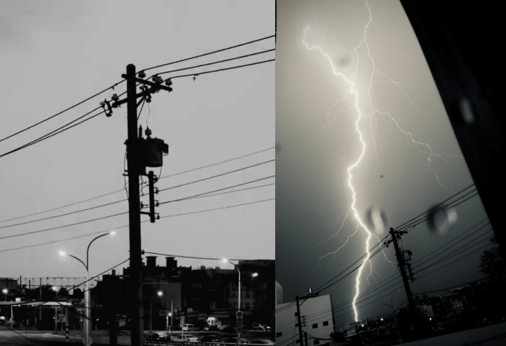 嘉義市凌晨電閃雷鳴，民眾驚呼「像打仗一樣」。（翻攝自Threads @yeeeee_0925）