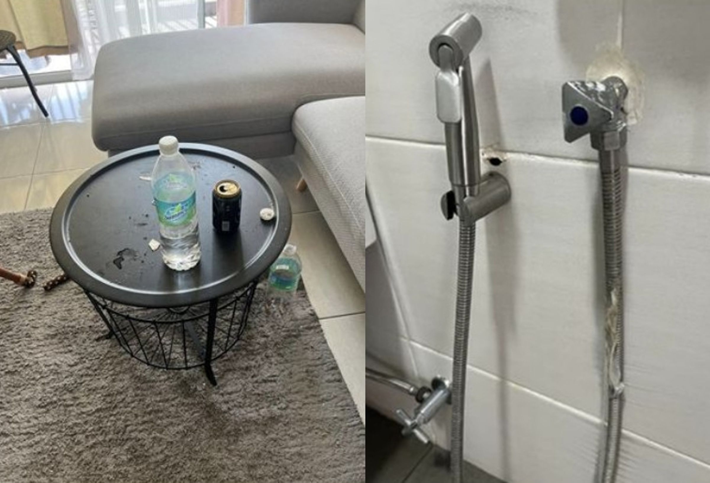 業者抱怨房客將租屋處弄得滿目瘡痍，蓮蓬頭還被套上保險套。（翻攝臉書社團「Airbnb & Homestay Host Malaysia」）