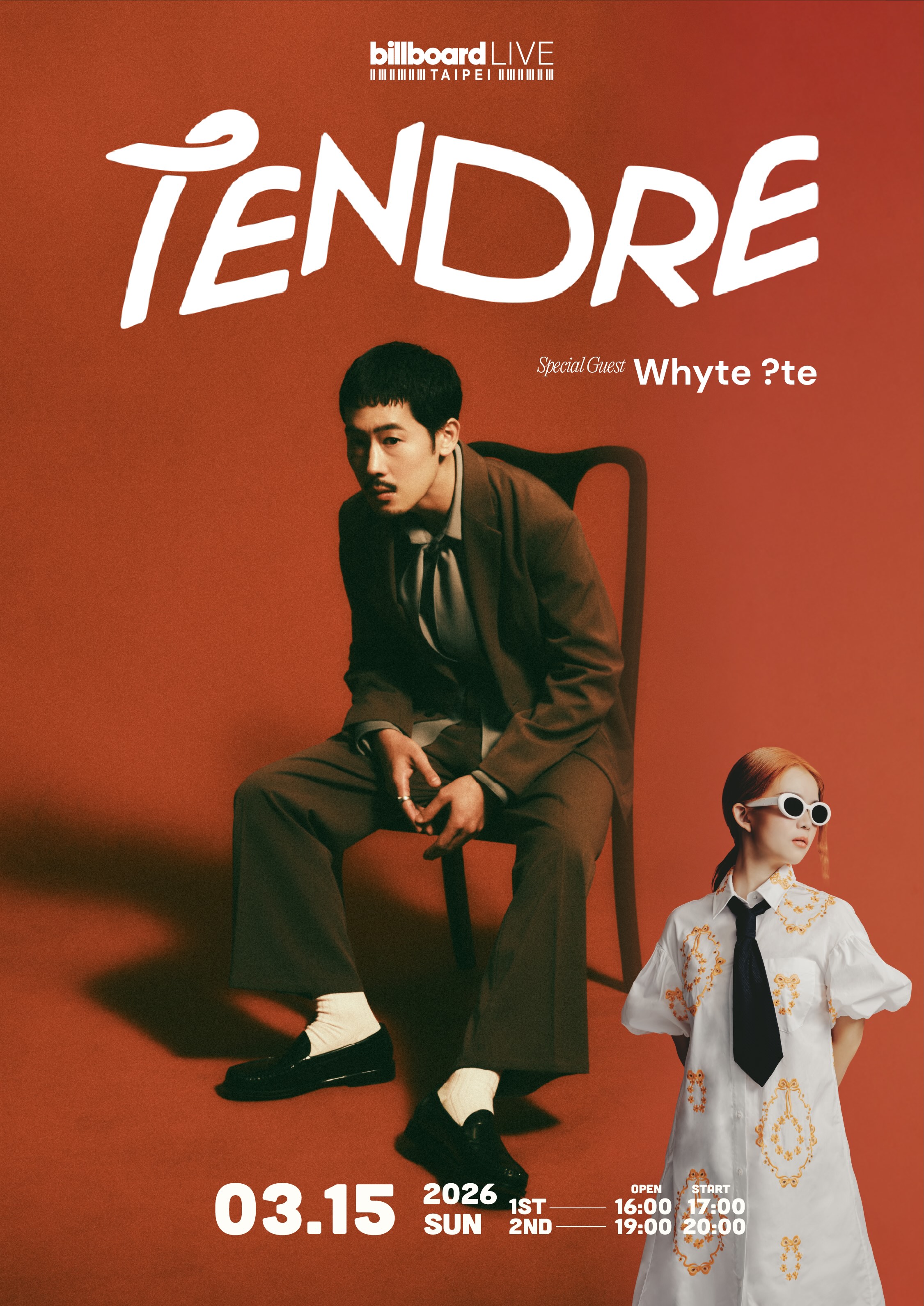 TENDRE(河原太朗)與金曲歌手?te壞特將聯手帶來〈Let Me Be Me〉表演。(Billboard Live TAIPEI提供)