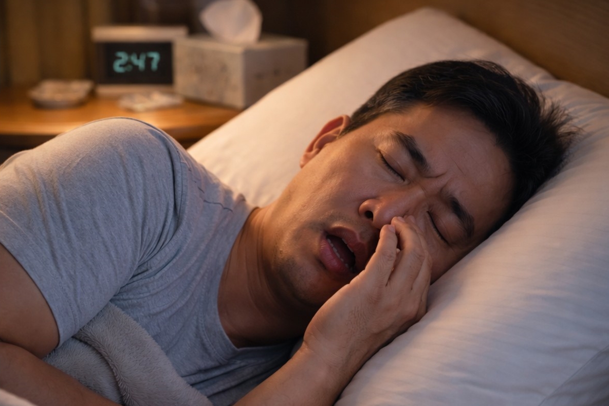 許多民眾都有共同的痛苦經驗，白天呼吸明明很順暢，但只要一躺下準備睡覺，鼻子就開始鬧脾氣。（翻攝自張家銘醫師臉書）