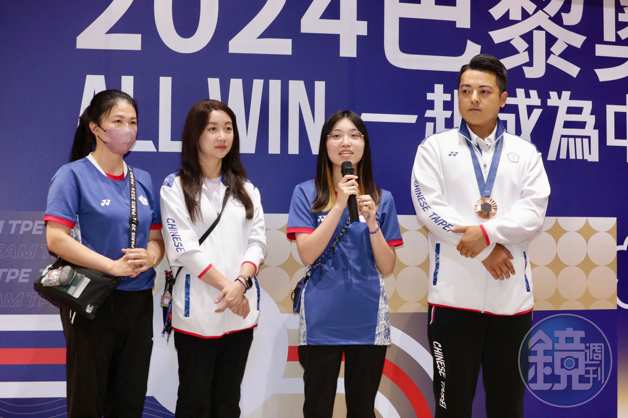 2024巴黎奧運射擊代表隊成員,田家榛(左起)、吳佳穎、劉恆妤、李孟遠。