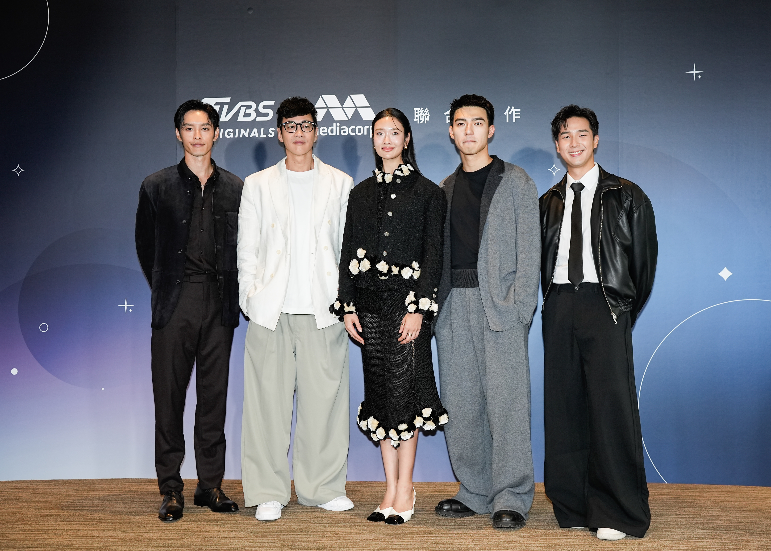 《對你心動的預言》卡司，左起為：曹佑寧、導演何潤東、茱蒂蒙、陳昊森、蔡程俊。
