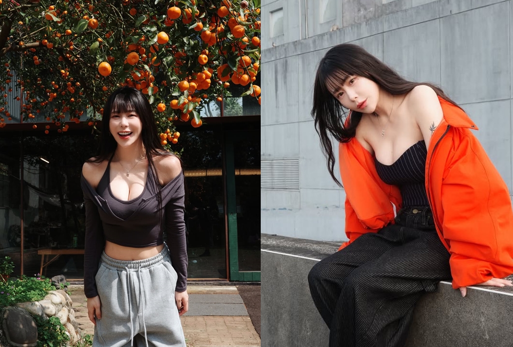梓梓近日去體驗採橘子，性感休閒裝扮十分吸睛。（翻攝IG@t40533）