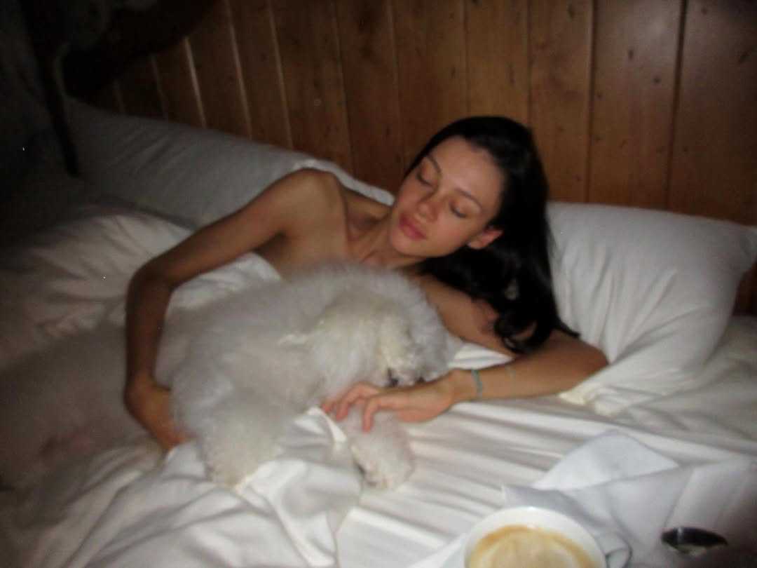 布魯克林曬出老婆和愛犬的「床照」曬恩愛。（翻攝brooklynpeltzbeckham IG）