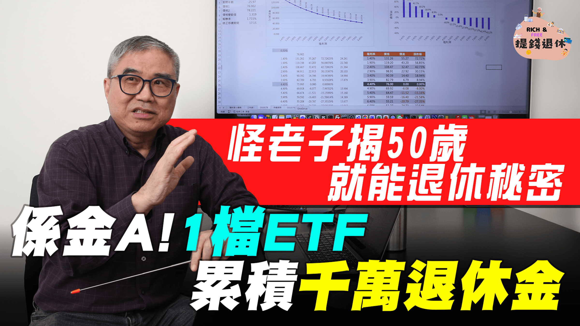 怪老子強調,穩定現金流不一定要配息,也可賣出部分資產取得金流,他透露靠1檔ETF可以存千萬。