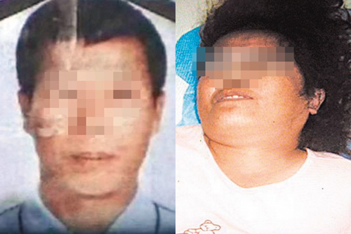 林妻（右）與丈夫（左）中毒身亡，屍體臉上露出詭異苦笑。（翻攝畫面）