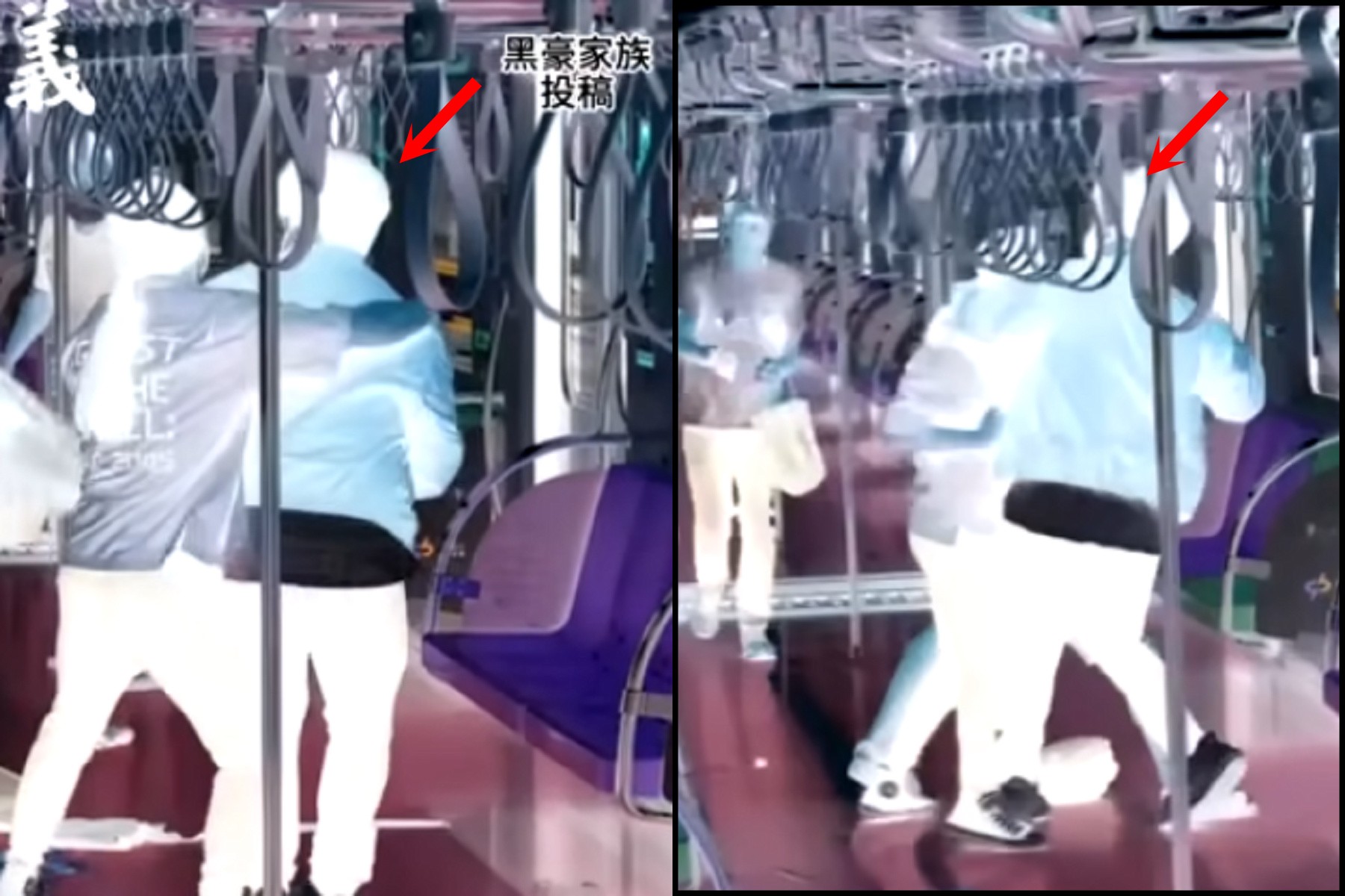 20歲凶嫌(紅箭頭)從高雄北上，帶3把刀犯案。（翻自黑豪家族臉書）