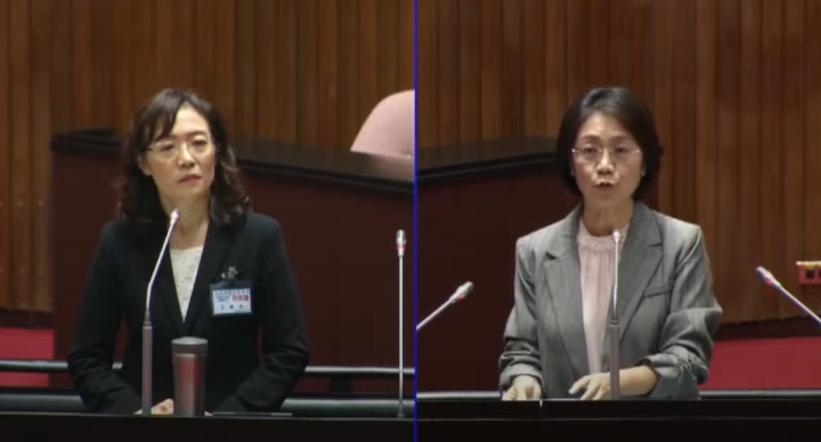 傳出王碧芳(左)因為不同意翁曉玲(右)的《憲訴法》修法內容而遭到國民黨封殺。(翻攝自立法院直播)