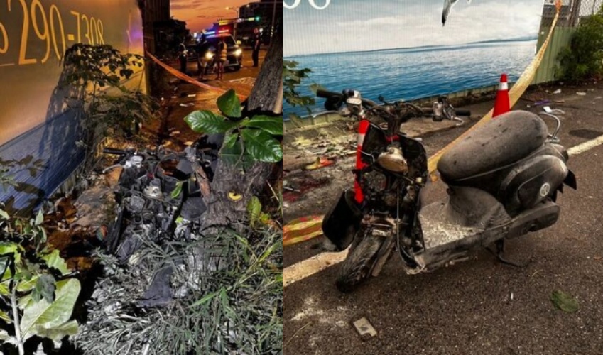 台南市安平區21日凌晨發生一起嚴重死亡車禍，17歲劉姓少年無照且酒後騎車，載著女友準備前往觀夕平台看日出，卻半途失控自撞路樹，導致2人雙雙身亡。（翻攝畫面）