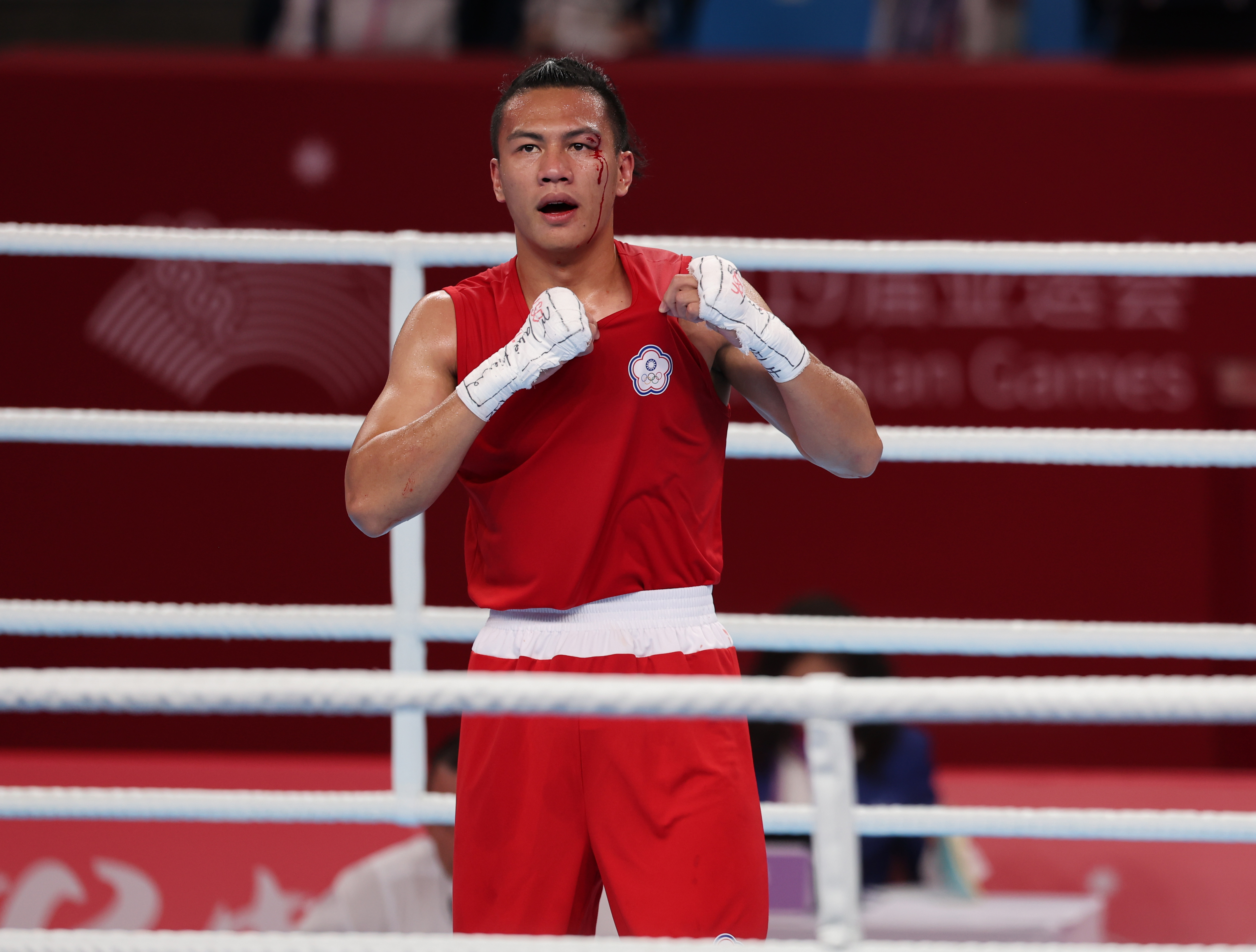 我國男子拳擊好手甘家葳今於巴黎奧運出戰男子71公斤級16強賽事。（中華奧會提供）
