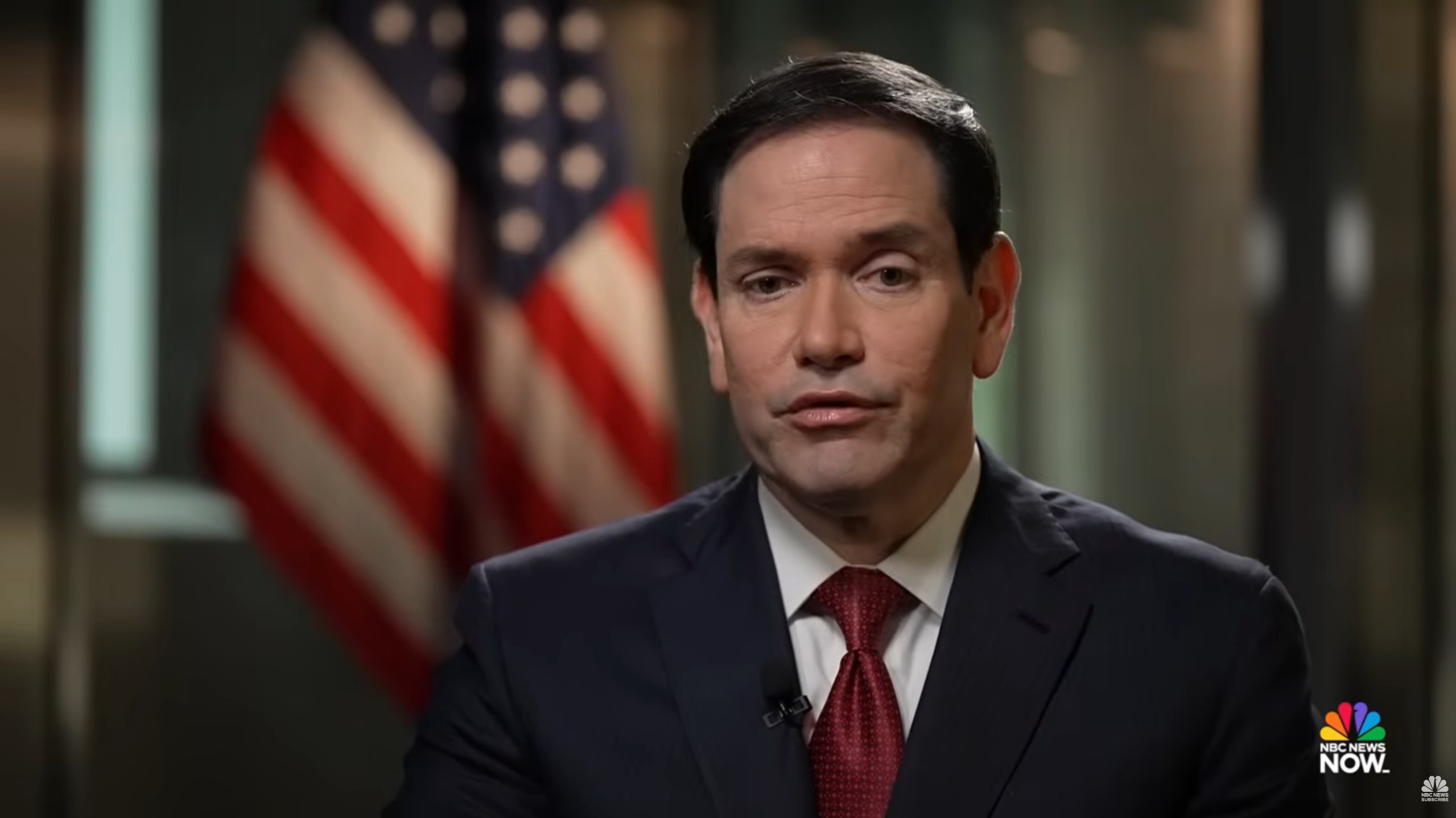 美國國務卿盧比歐（Marco Rubio）接受NBC專訪，談及北京對台灣問題的真正盤算。（翻攝YT＠NBC News）