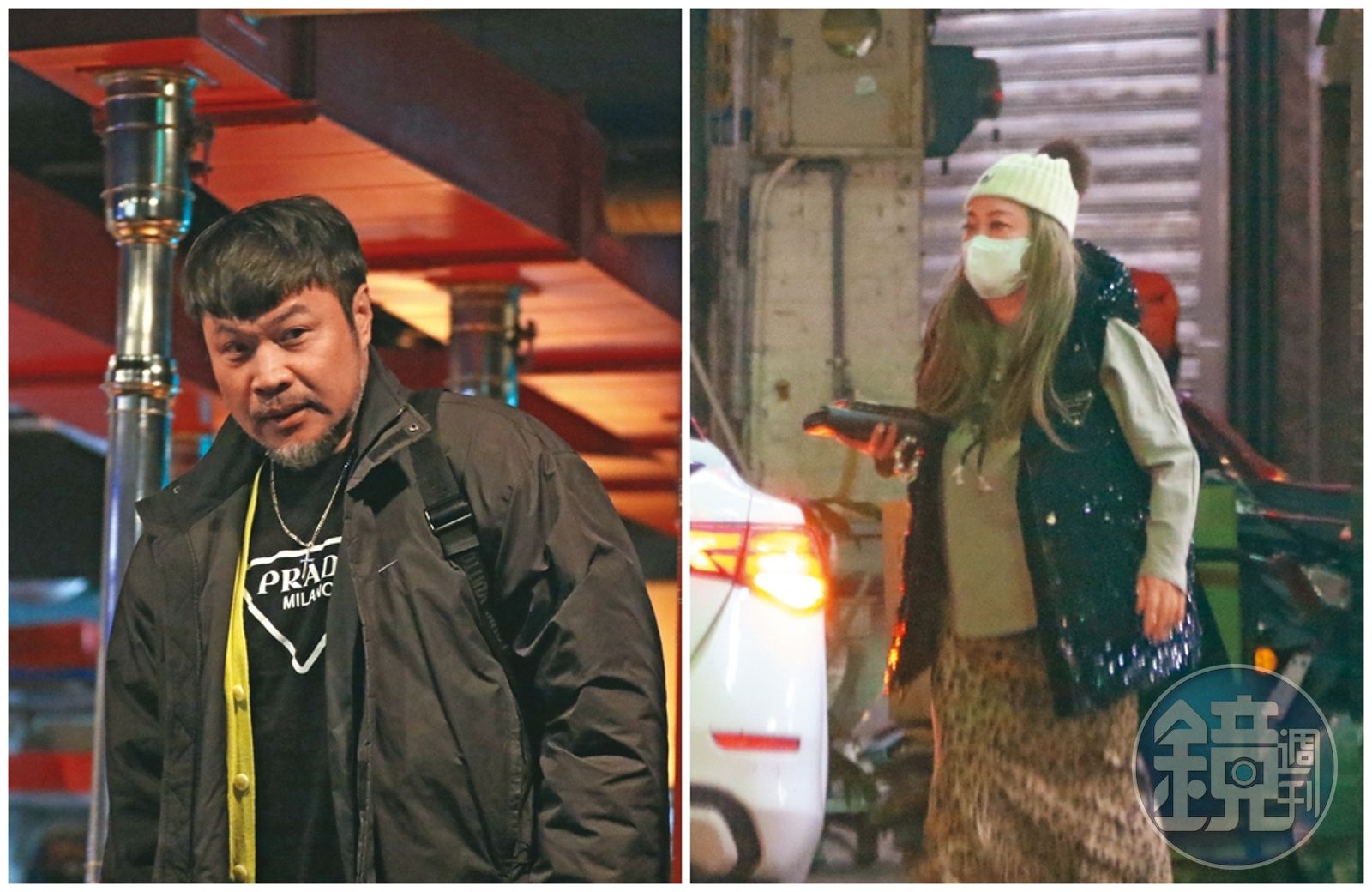 1月6日23：00用餐完畢，陳致遠（左圖）與林秀琴（右圖）分別步出餐廳，與女兒陳琳會合