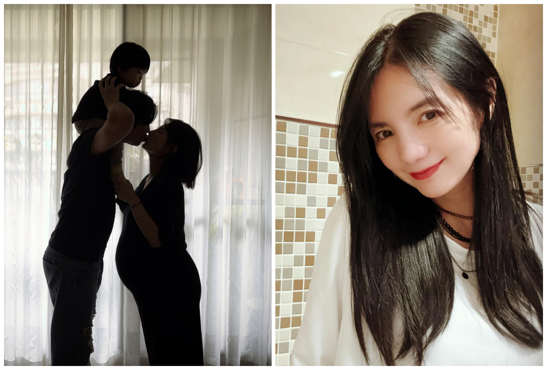 王思涵曬出「一家五口」剪影報喜，宣布懷上雙胞胎男寶。（翻攝王思涵臉書）