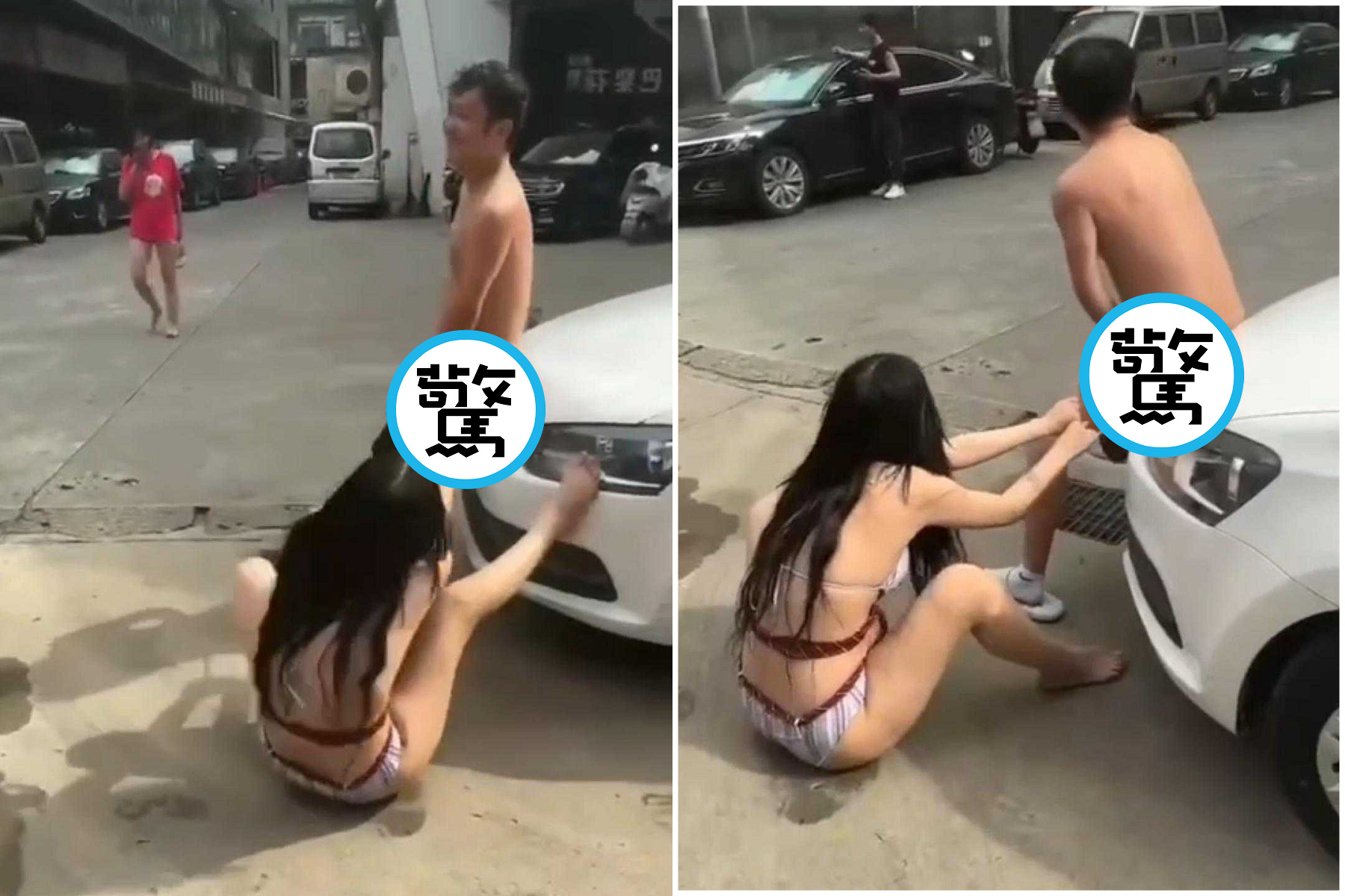 這女友是個狠人！一言不合就脫褲，當眾把男生扒到「淨身露鳥」。（翻自《黑料網》）