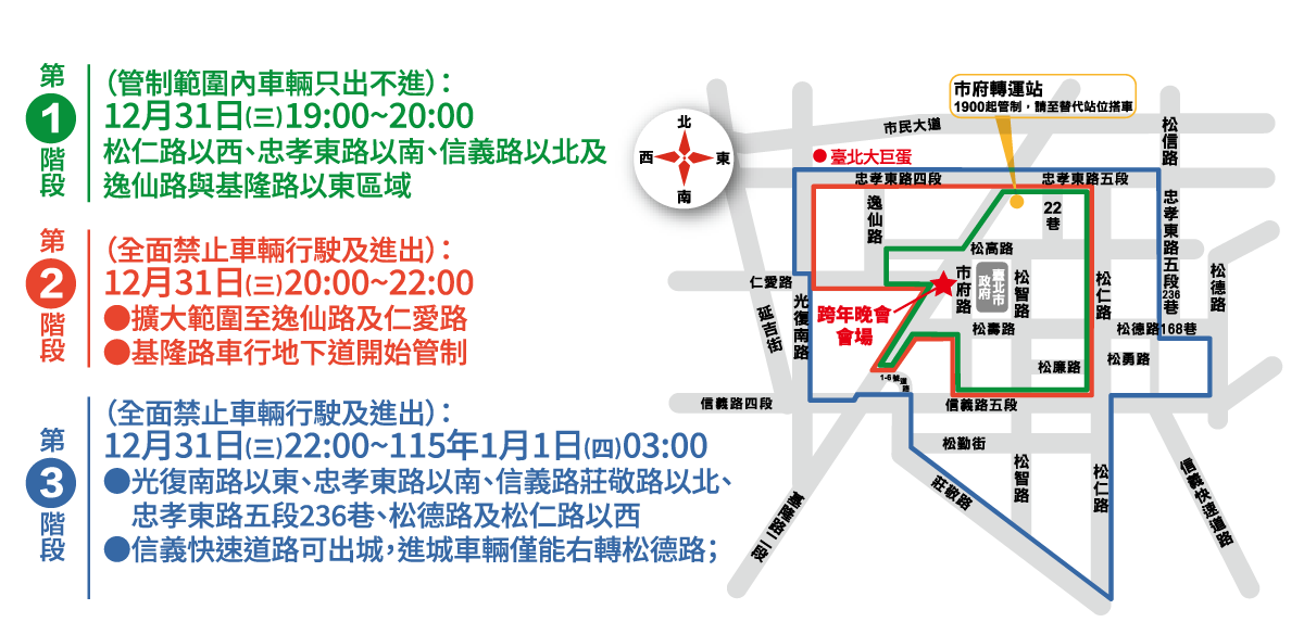 台北12/31 跨年晚會三階段交通管制(台北跨年晚會官網)