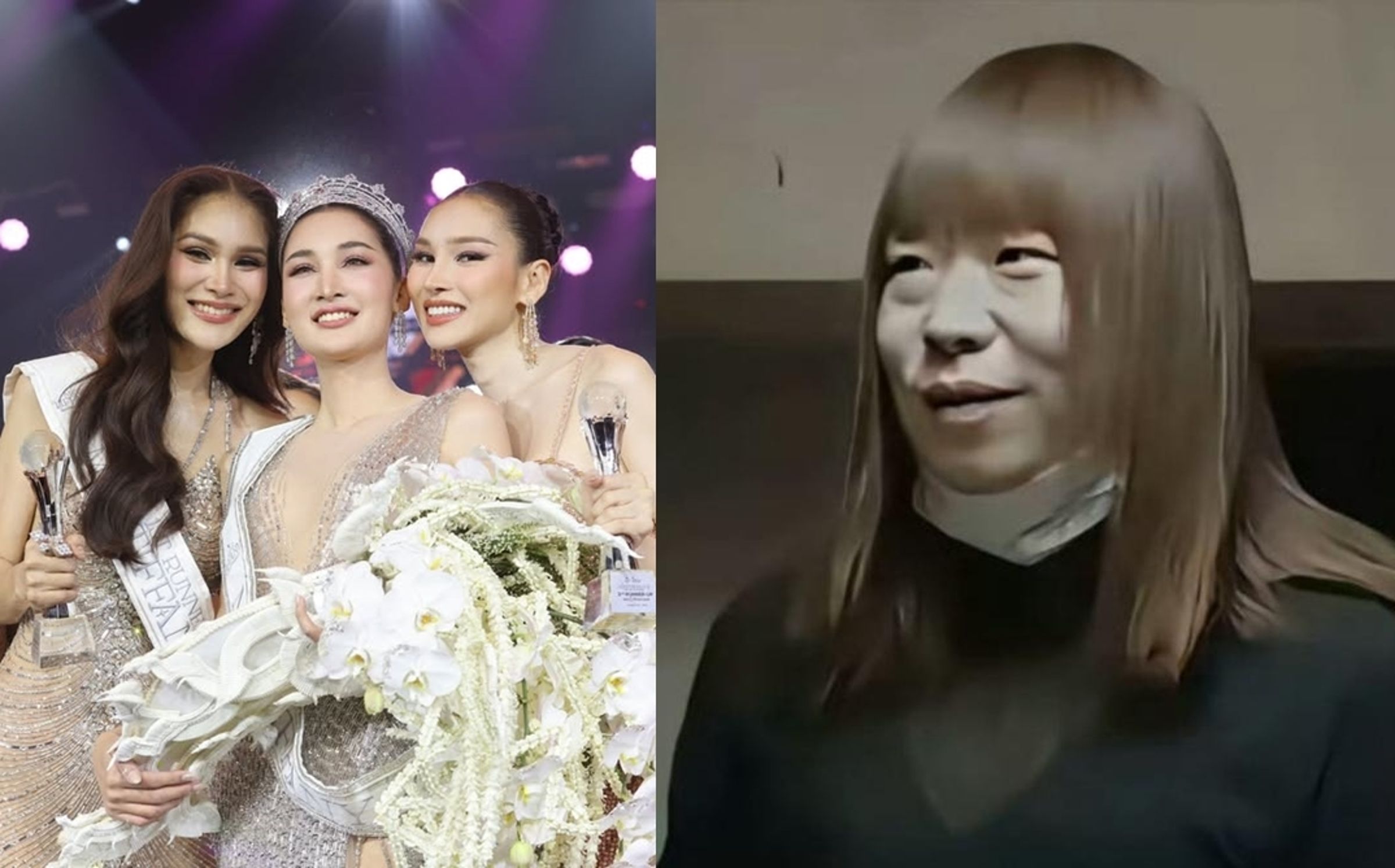 網友指出，南京偽娘「小紅」在泰國已經引起劇烈反彈，泰國的三性姐妹們集體開直播開噴。左圖非當事人（翻攝自misstiffanyuniverse、微博）
