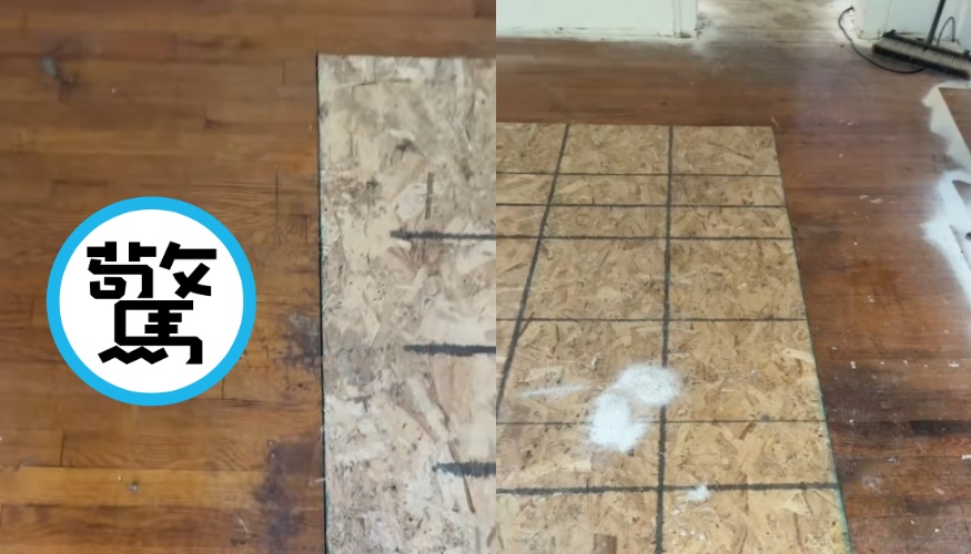 美國一名房仲在地毯下驚見神祕黑色手印，引發熱議。（翻攝自tiktok@snyderrealestategroup_ia）