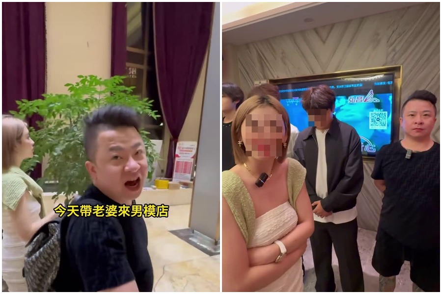 疲老闆與嫩妻離婚互控劈腿，雙方撕破臉，而去年她體恤老婆，帶老婆去男模店體驗影片也被挖出。（翻攝自疲老闆IG）
