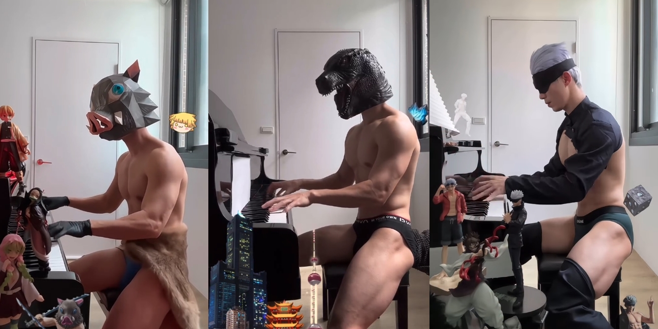 台灣近期出現「男版Pan Piano」，憑藉大肌肌身材在日本社群引發熱烈討論。（翻攝自yaoyaoyao2018 IG）