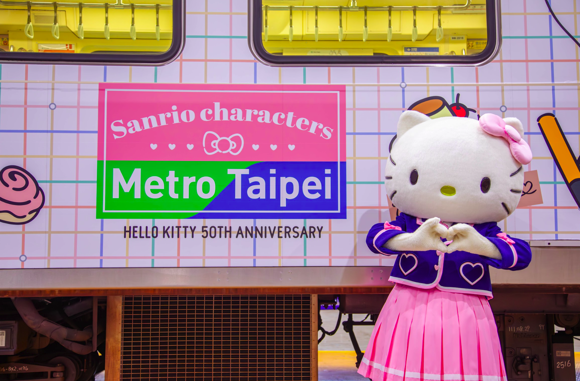 Hello Kitty 捷運彩繪列車已於台北捷運淡水信義線啟航。（台灣三麗鷗股份有限公司提供）
