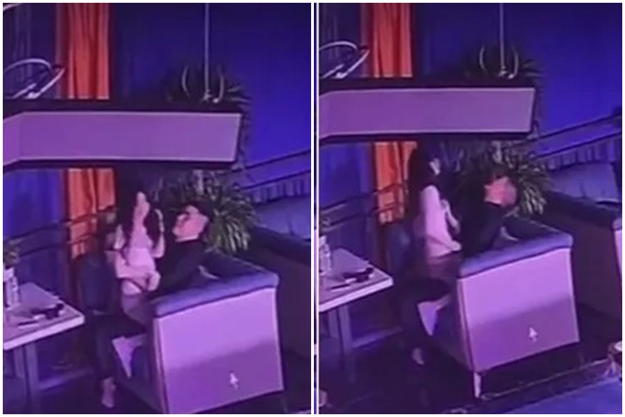 中國重慶市爆出一對男女,公然在撞球館間激戰露出。(翻攝自X)