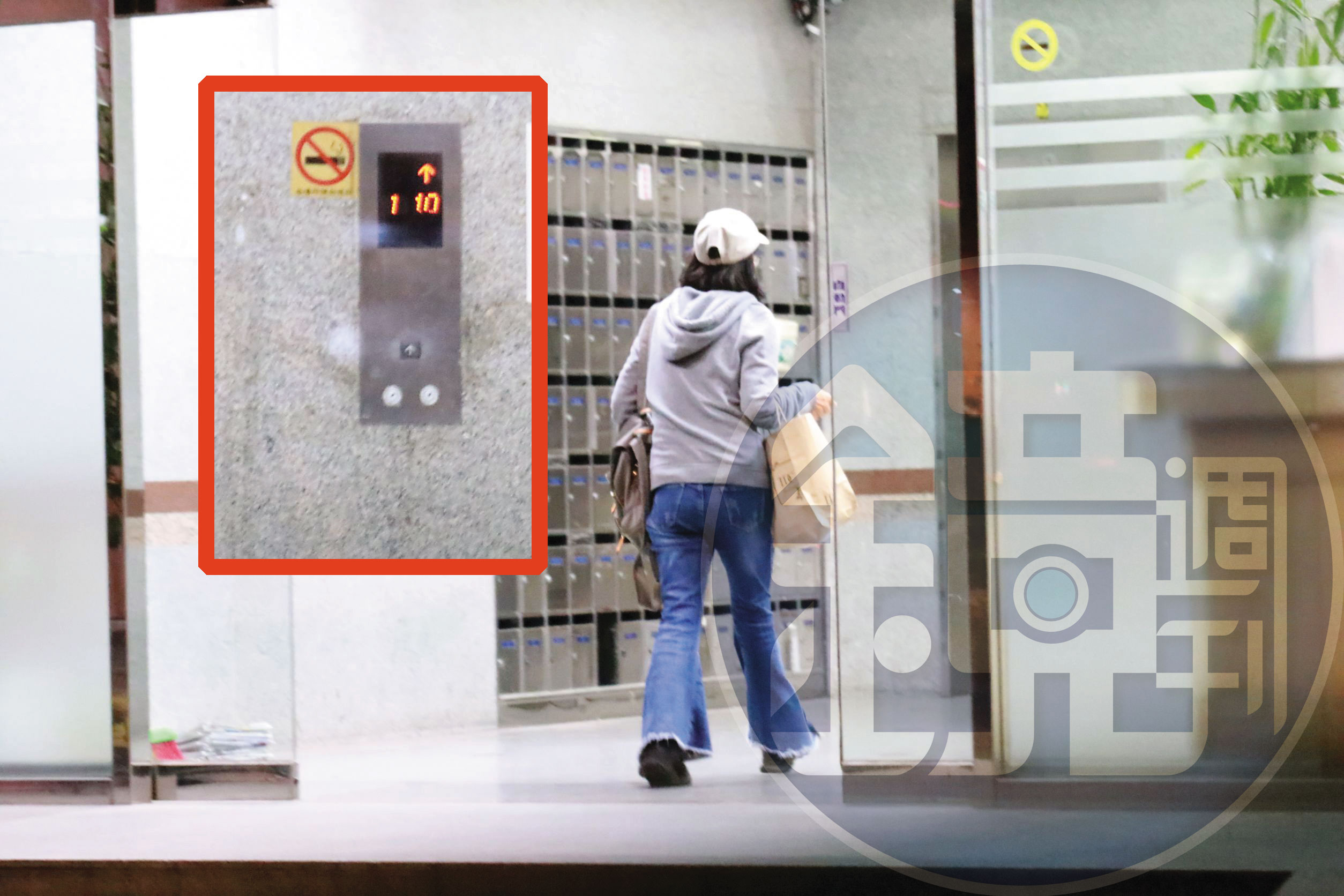 本刊直擊李麗娟回白宮大廈進入電梯後，緩緩隨著電梯上升，最後停在十樓。