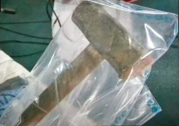 劉榮三用鐵鎚(圖)重擊小芳頭部,還逼張鎮興也必須敲二下。(東森新聞提供)