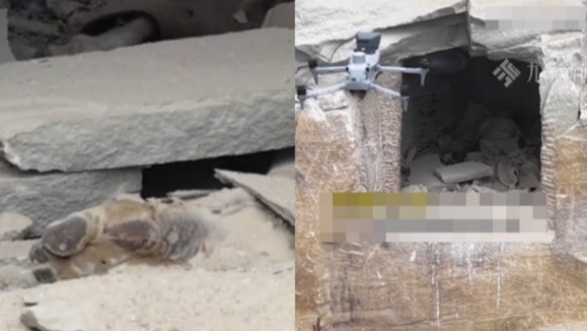 無人機拍攝練習竟意外發現失蹤民眾。(翻攝自微博)