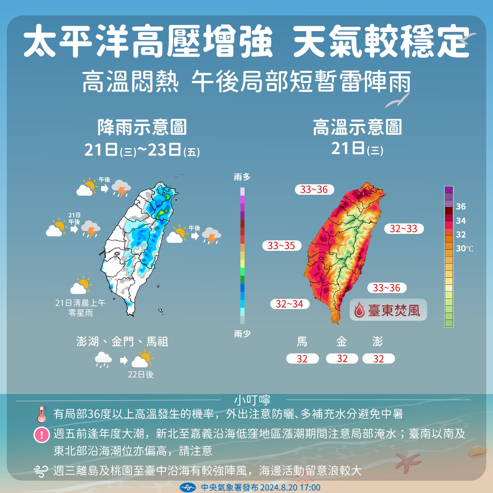 中央氣象署說明本週天氣。（翻攝自臉書@報天氣 - 中央氣象署）
