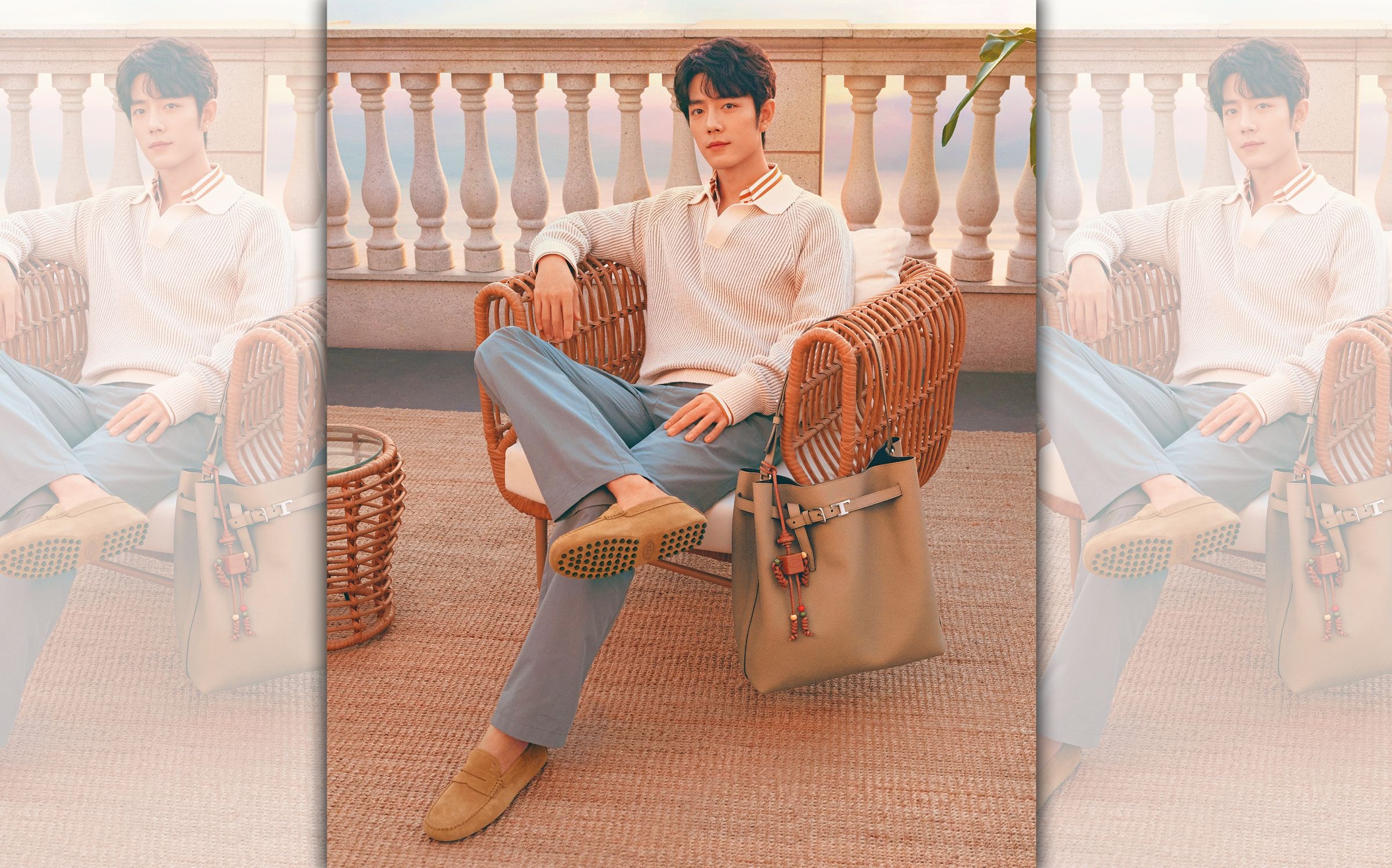 TOD'S全球品牌代言人肖戰,以品牌經典質感與濱海夏日的慵懶浪漫,演繹義式鬆弛美學。(迪生提供)
