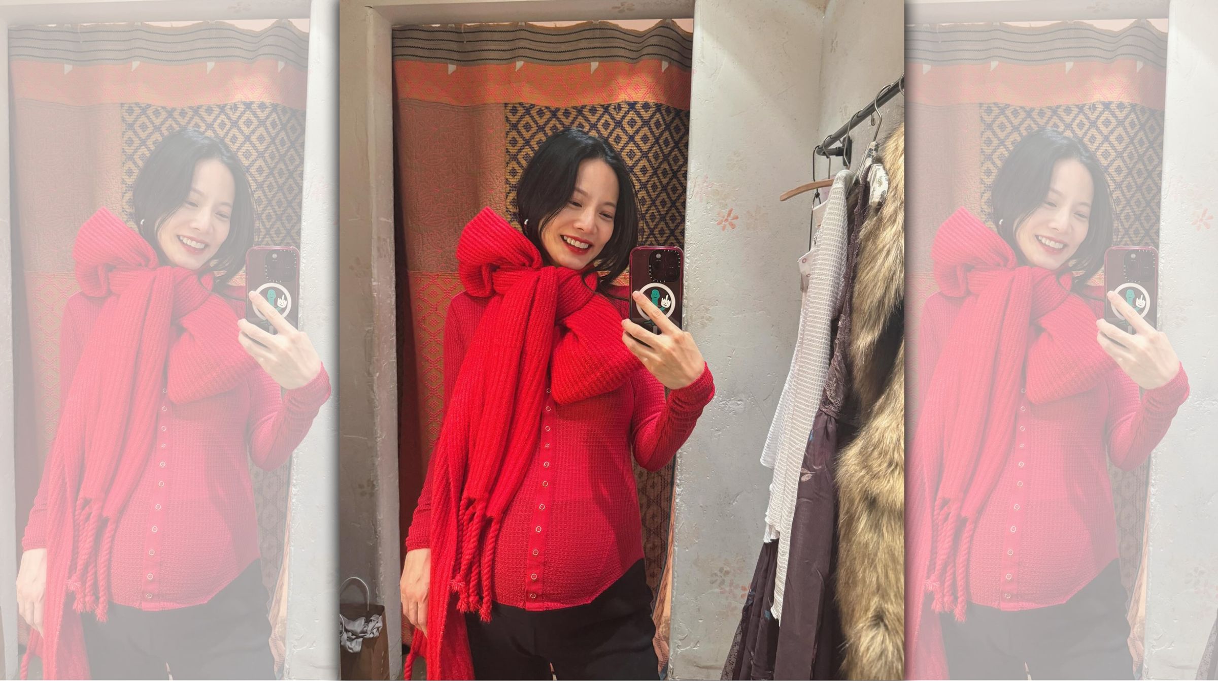 曾之喬在耶誕節曬出一張孕肚自拍照。(翻攝自曾之喬臉書)