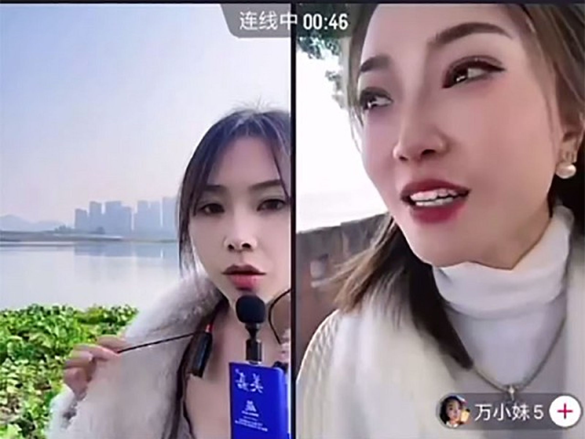 女主播錢難賺!PK輸了就在河邊脫光光,忍受寒風刺骨讓眾人圍觀。(翻自《黑料網》)