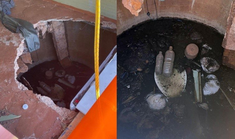 澳洲北領地亨伯里隕石坑保護區的一處簡易坑式廁所發生地板塌陷意外，導致一名女性遊客不幸跌入深層糞坑。（翻攝自X）