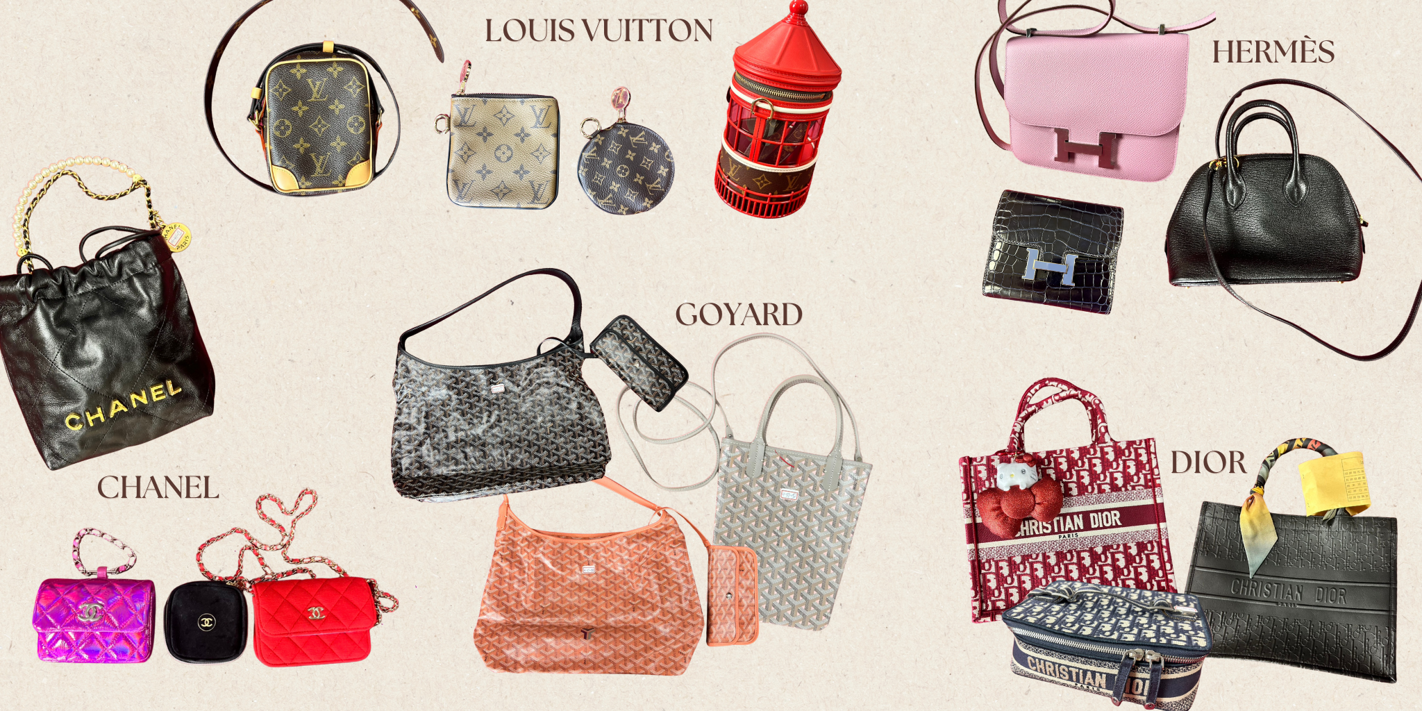 北檢囑託士林執行分署在明天上午9點30分辦理名牌精品變價專案拍賣會，拍賣物品有愛馬仕、LV、香奈兒、GUCCI、DIOR 等知名品牌的高級包款、耳環、飾品、藝術品及日用品，總計148件。（北檢提供）