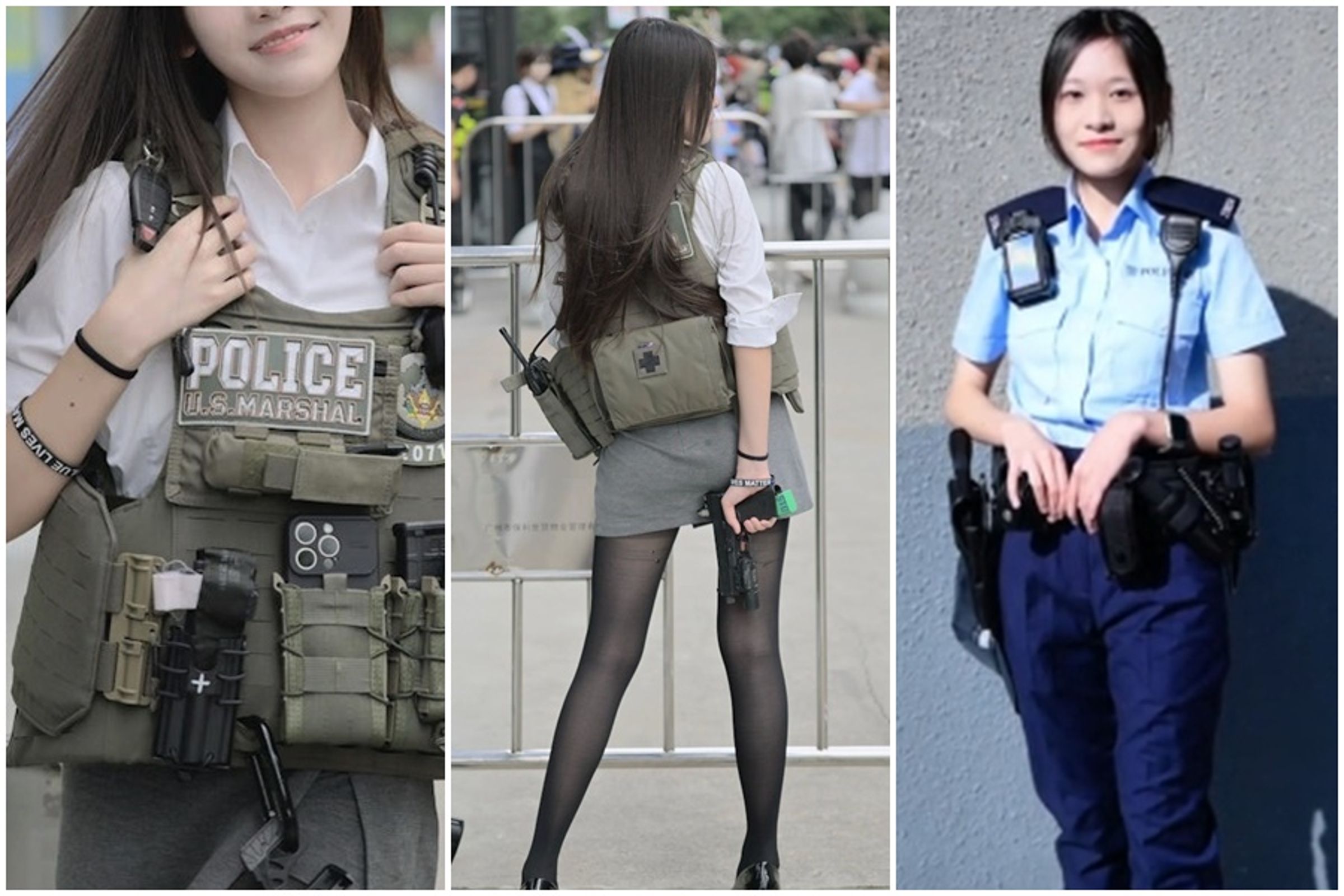 正妹女警真正身分竟是cosplay，且是一名高中生。（翻攝自抖音）