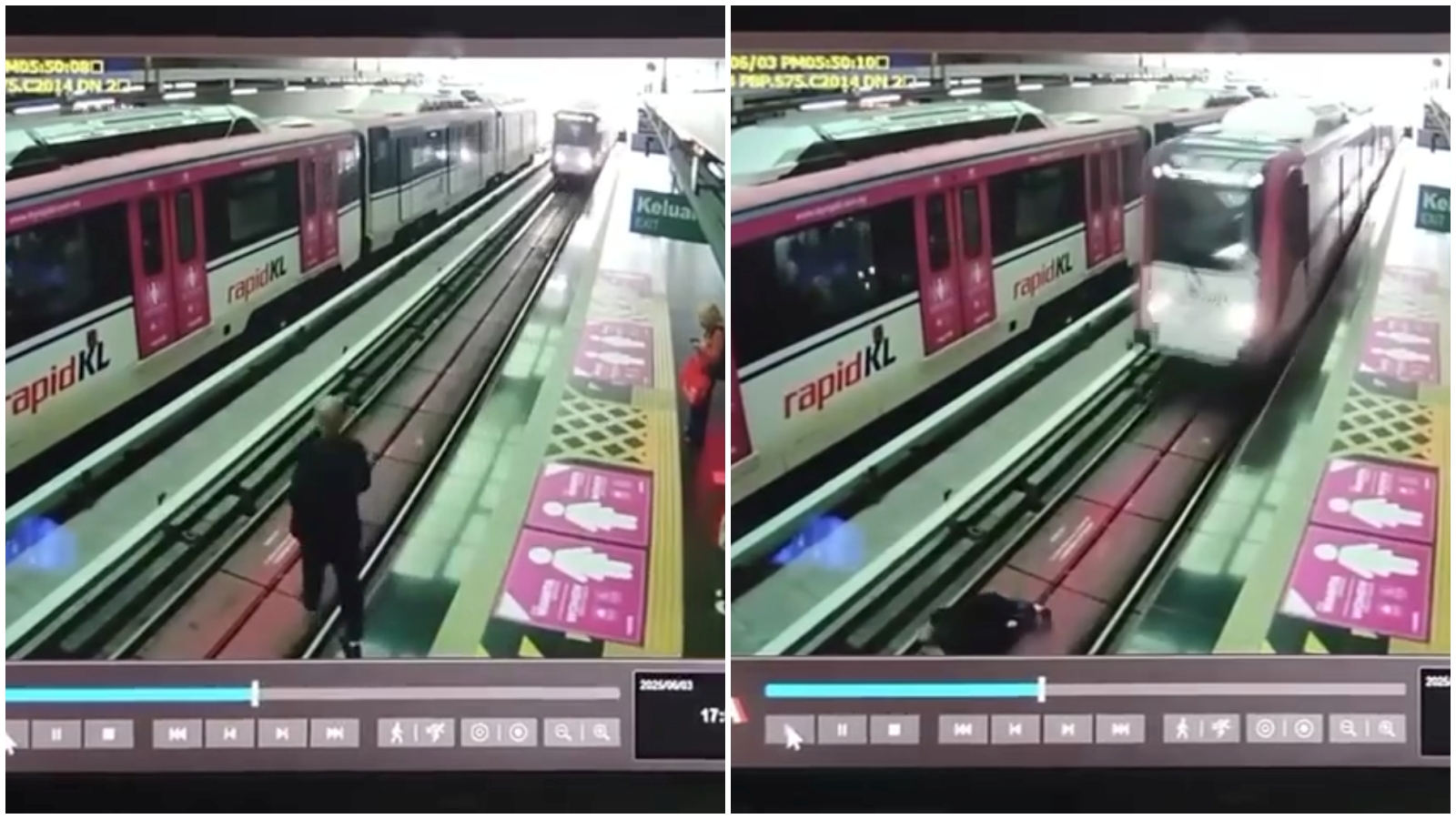 台灣男子在馬來西亞輕快鐵站落軌遭輾斃。（翻攝X）