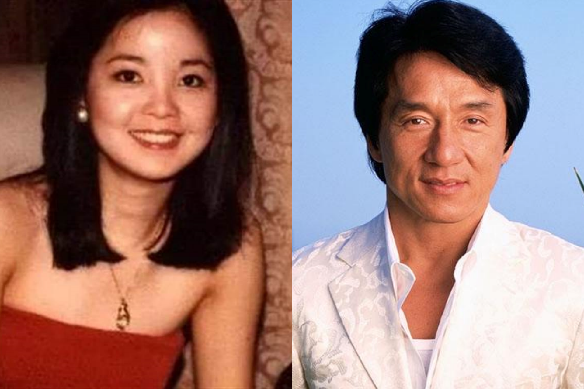 鄧麗君（左）逝世多年，又被造謠與成龍（右）有私生子，引起家屬憤怒。（合成圖，左翻攝自網路，右翻攝自成龍臉書）