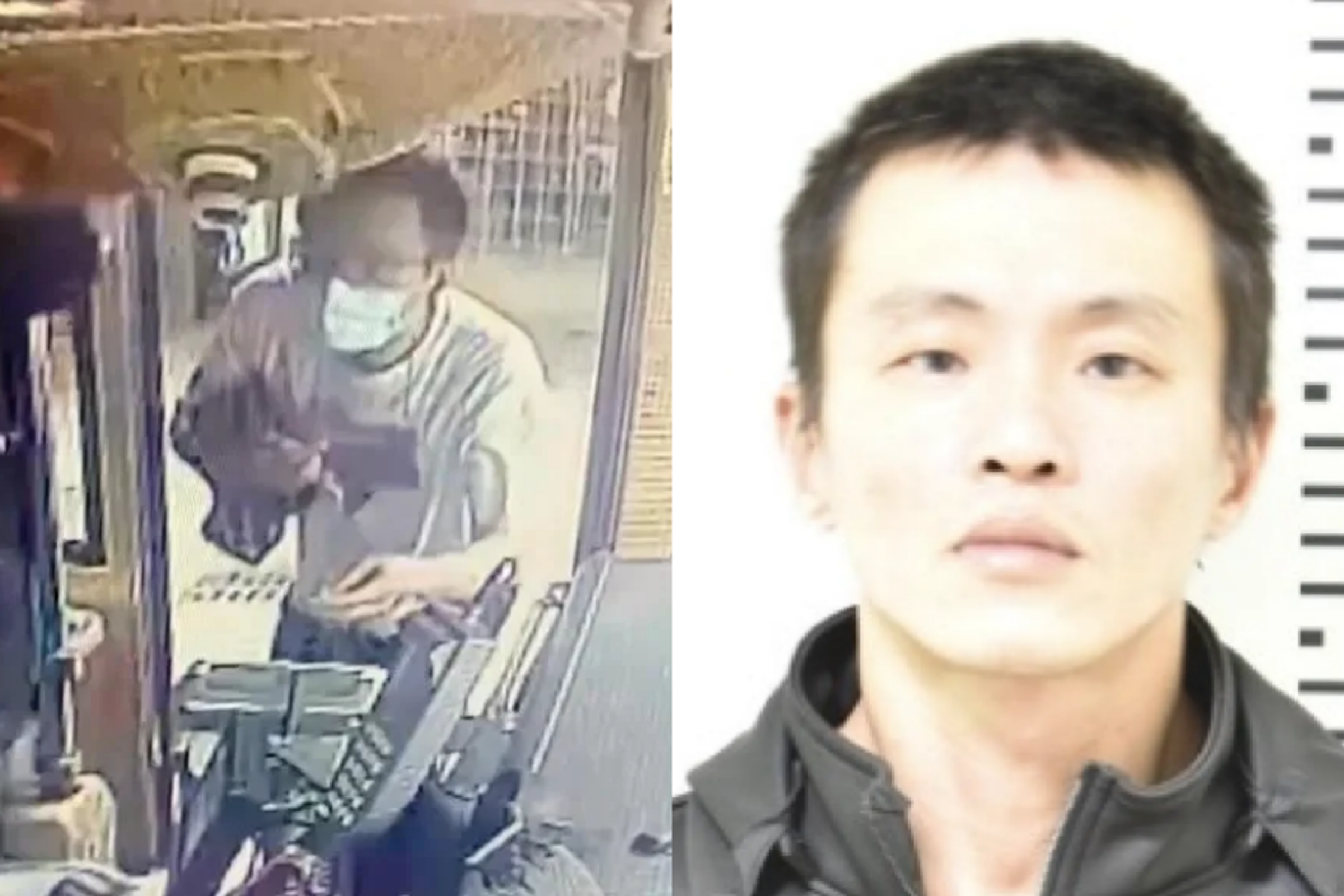 戒護犯簡郁紘19日從基隆某醫院脫逃,並搭乘公車、客運最終進入台北市區。(左為翻攝畫面、右圖刑事局提供)