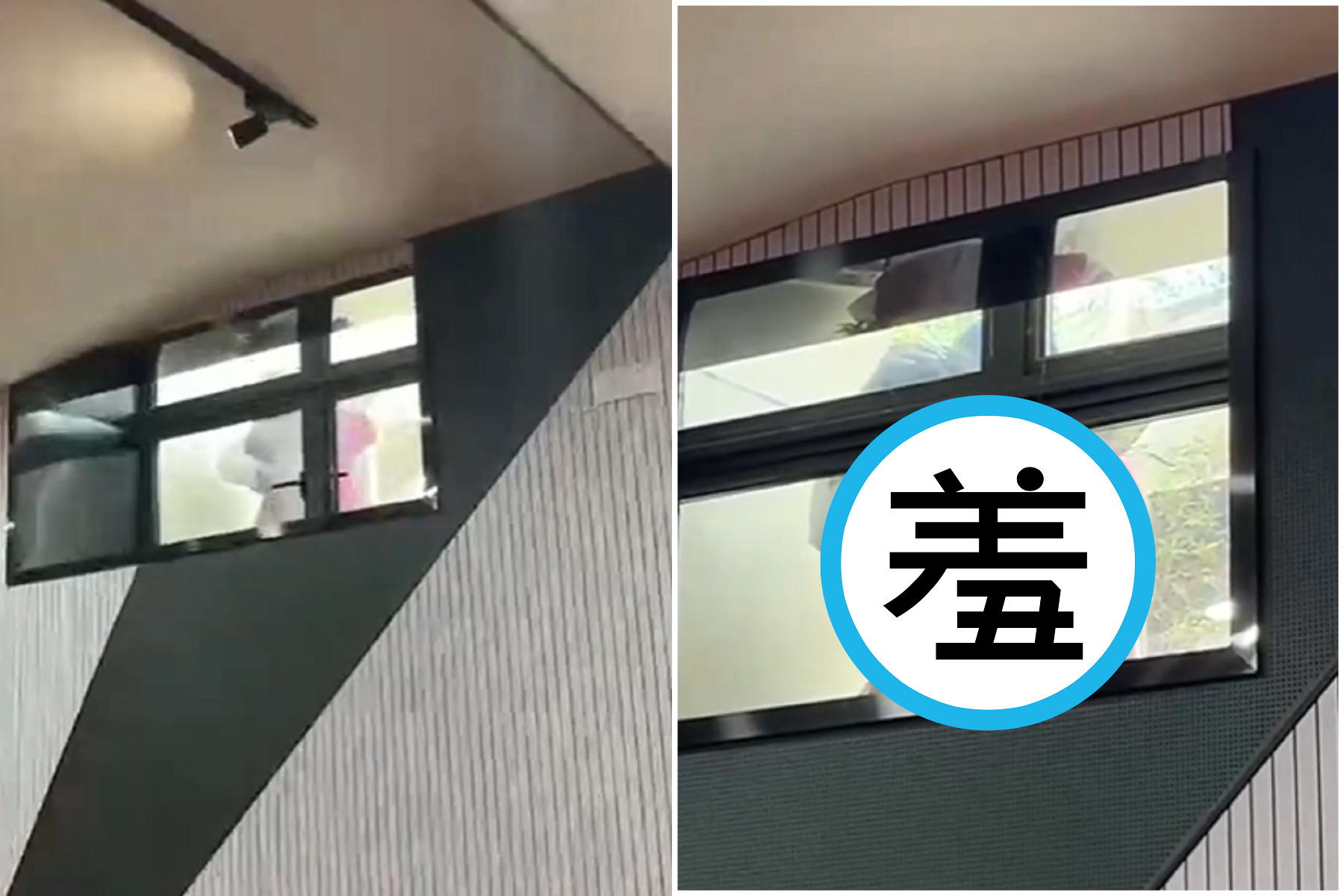 情侶靠窗狂愛愛，全班在教室內看活春宮嗨喊「老師沒辦法上課了！」。（翻自《黑料網》）