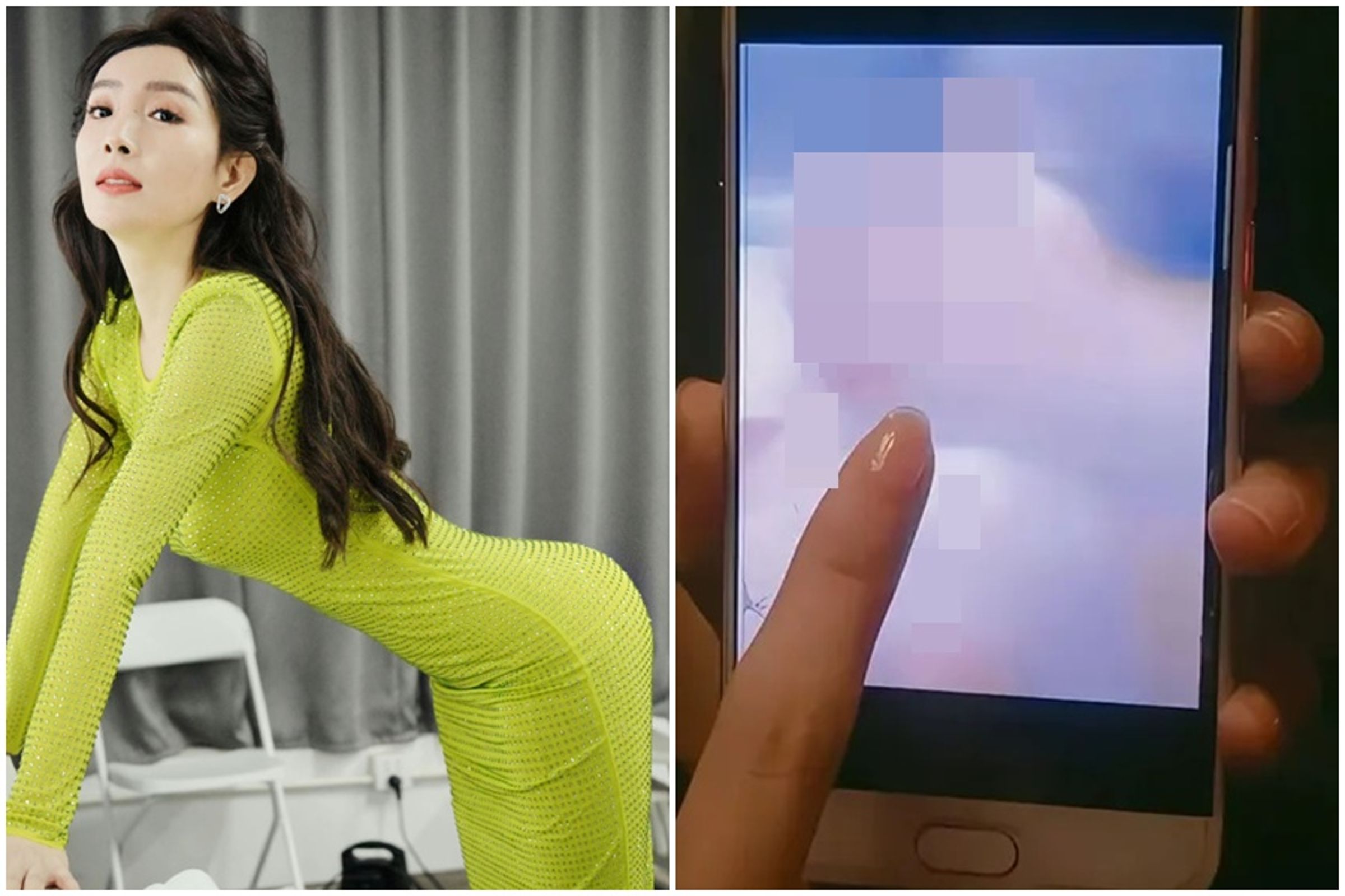 中國女演員、主持人馬卉，近日直播時與網友分享手機內照片時，意外曝光一張胸部露點照。（翻攝自微博）