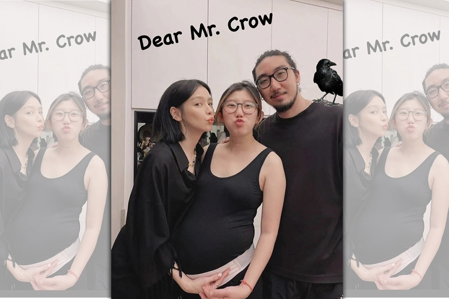 徐若瑄的表妹夫烏鴉（右）因車禍逝世，留下愛妻Fion（中）和一歲多的孩子彼特。（圖／翻攝自徐若瑄IG)