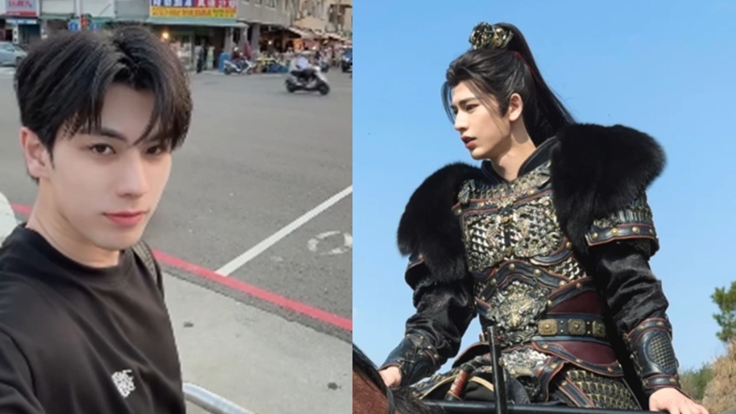 阿B（左）因神似《逐玉》演員張凌赫（右）而爆紅。（翻攝自阿B Threads；張凌赫微博）