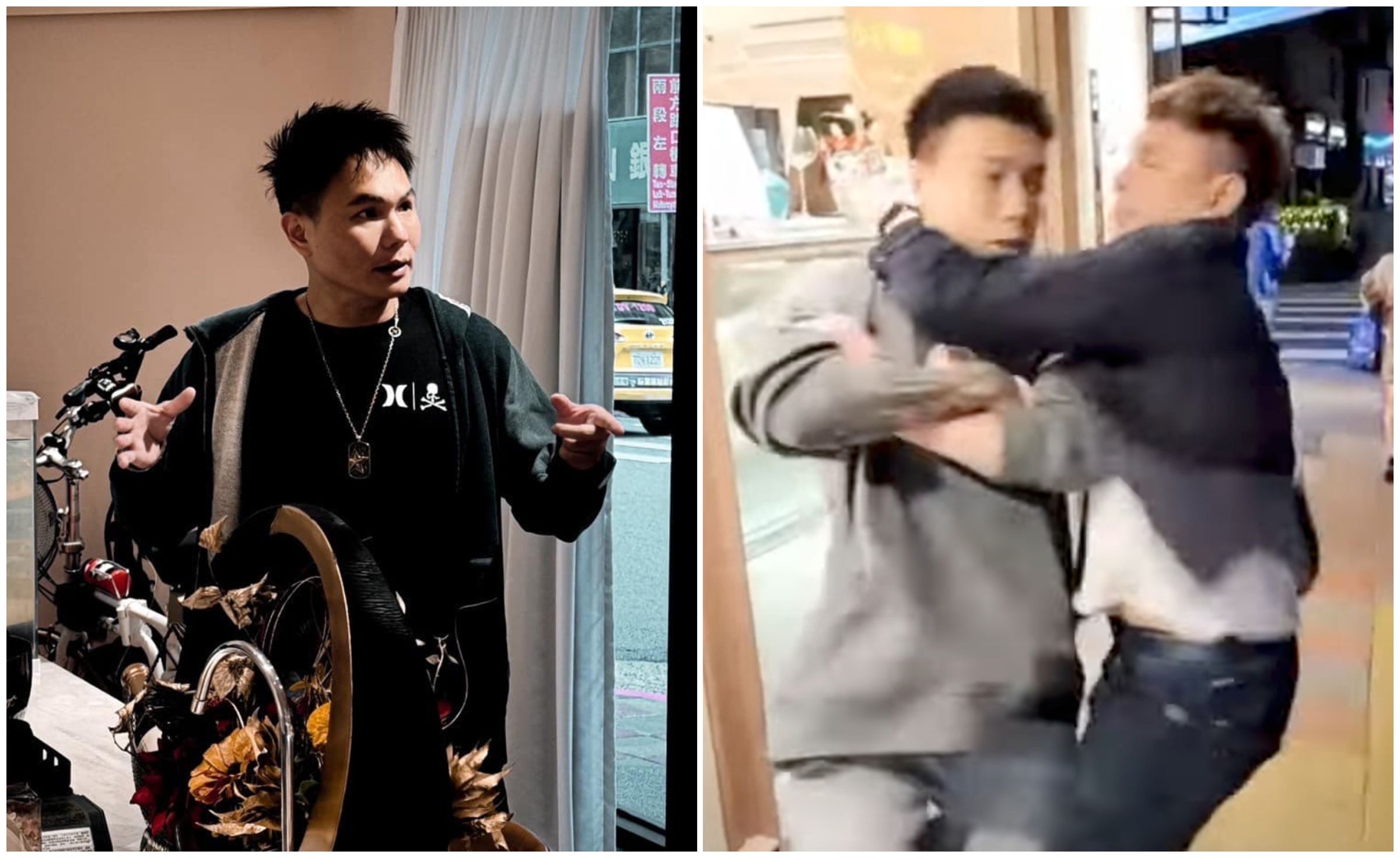 超哥(左圖、右圖右)因暴打Toyz(右圖左),超硬背景遭起底。(翻攝超哥臉書、YouTube畫面)