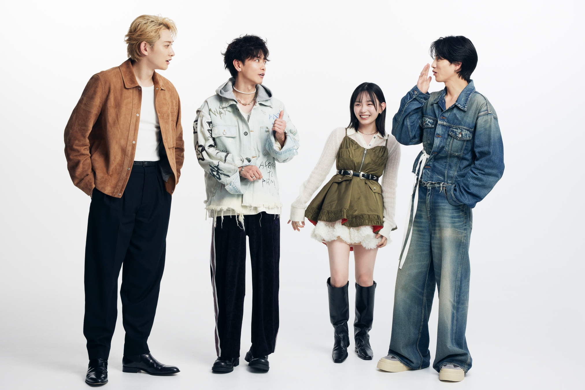 《玻璃之心》講述「TENBLANK」樂團故事，左起町田啓太、佐藤健、宮﨑優與志尊淳。（Netflix提供）