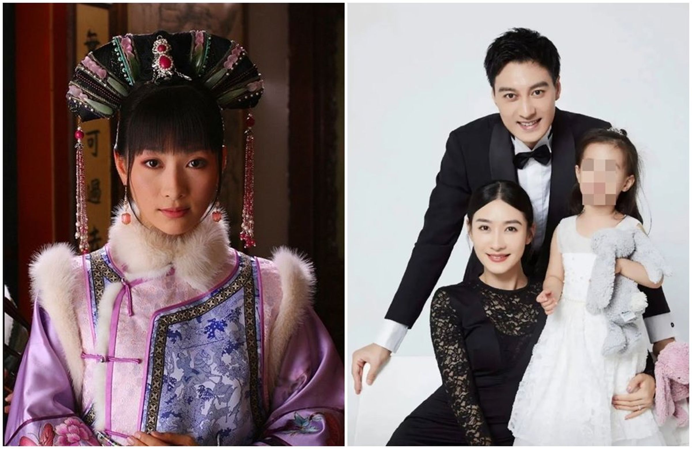陶昕然在《甄嬛傳》中飾演安陵容（左圖），與前夫何建澤育有1女（右圖）。（翻攝百度、陶昕然微博）