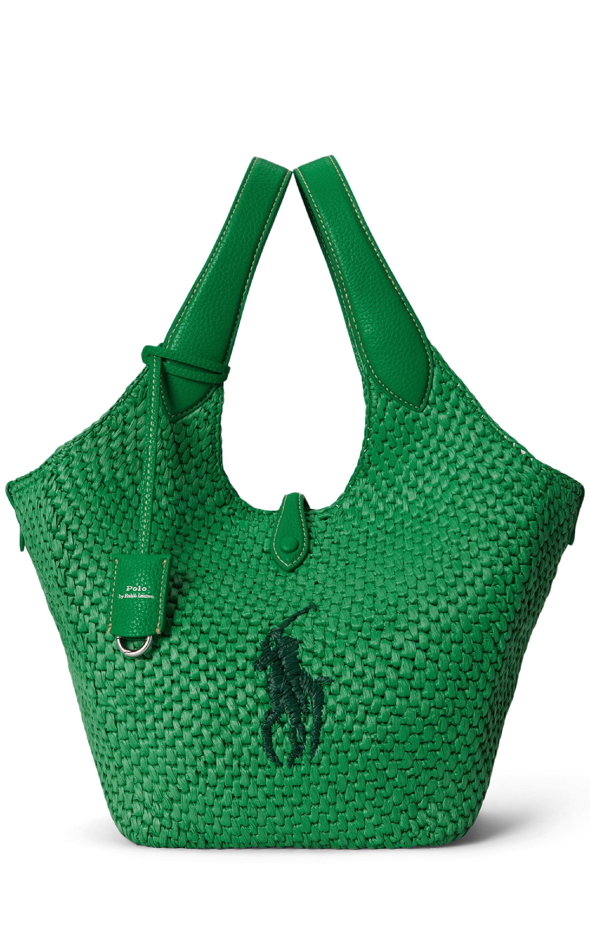 Polo Play Big Pony標誌編織托特包(鸚鵡綠)。NT$21,880（Ralph Lauren Taiwan提供）