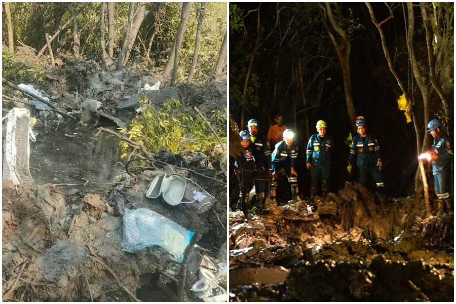 泰國差春騷府（Changwat Chachoengsao）拍那空縣昨日發生一起墜機事件。（翻攝自X@PakistaniIndex、新華社）