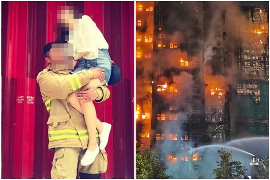 一名37歲消防員何偉豪救災時不幸殉職，讓同袍們不捨文悼念「落更喇（收工了）」。（翻攝自當事人IG、新華社微博）