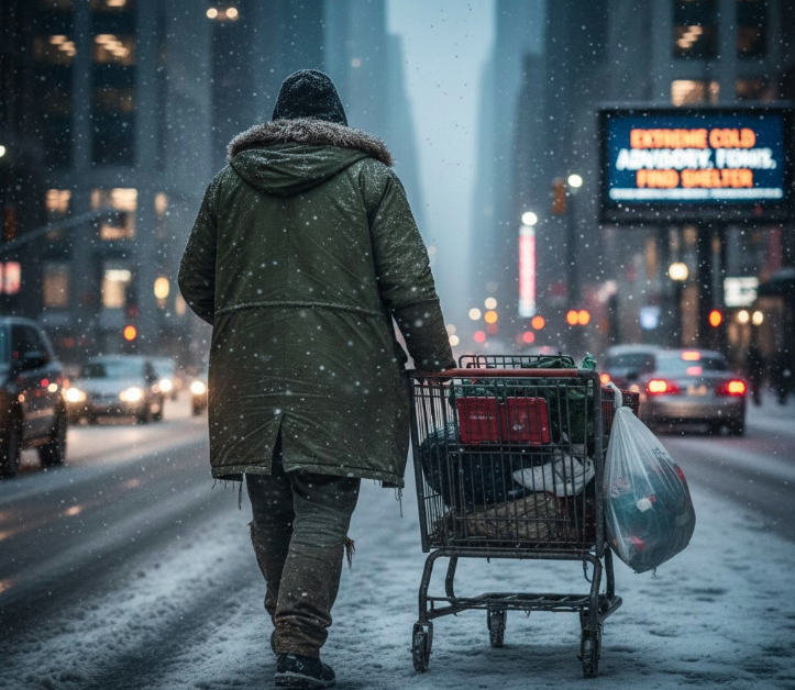 美國一名街友躲進垃圾車裡躲避寒冬，結果垃圾車在行進間已啟動了2次「壓縮程序」，但他奇蹟生還。（示意圖，由AI生成）